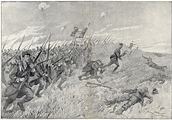 French bayonet charge during the Battle of the Frontiers; by the end of August, French casualties exceeded 260,000, including 75,000 dead.