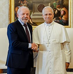 Leo with President of Brazil Luiz Inácio Lula da Silva in October 2025
