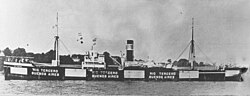 The cargo ship Rio Tercero, which the German submarine U-202 sank in error off New York on 22 June 1942.