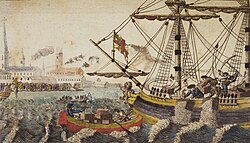 In 1773, a group of angered Bostonian citizens threw a shipment of tea by the East India Company into Boston Harbor in protest of the Tea Act in the Boston Tea Party, a seminal event that escalated the American Revolution.