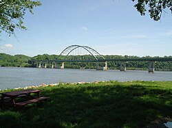 The Dubuque-Wisconsin Bridge over the Mississippi River.