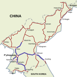 Main roads of North Korea (as of 2009)