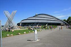 Vikingskipet in Norway is a multi-purpose stadium for ice sports.