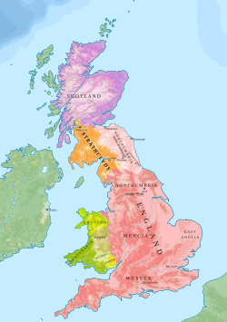 Kingdoms of Britain in 927 under Æthelstan