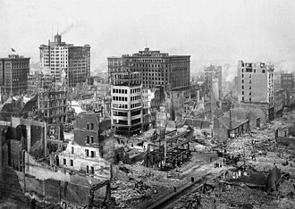 View of the destruction from the 1906 San Francisco earthquake