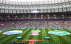 Pre-match ceremony prior to the opening game, Russia v Saudi Arabia