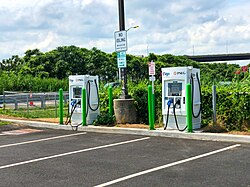 Electric vehicle charging machines at Vince Lombardi Service Area