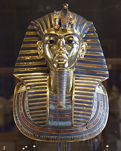 Pharaohs' tombs were provided with vast quantities of wealth, such as the golden mask from the mummy of Tutankhamun.
