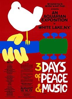 Promotional poster for the Woodstock music festival, 1969