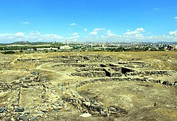 Foundations of Shengavit historical site (site settled 3200 BC cal to 2500 BC cal)