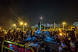 Confrontation between protesters and the police on the No. 2 Bridge of CUHK on 13 November 2019