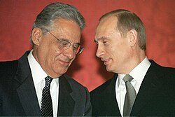Cardoso with Russian President Vladimir Putin in Moscow in January 2002