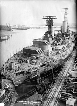 The Argentine Rivadavia, first of its class, under construction in 1912