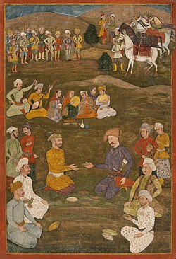 The Mughal ambassador Khan'Alam in 1618 negotiating with Shah Abbas the Great of Iran