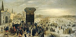 Winter scene at the Scheldt river in Antwerp by Sebastian Vrancx, 1622
