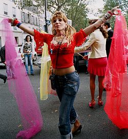 Camille Cabral, a French transgender activist, at a Paris demonstration for transgender people in 2005
