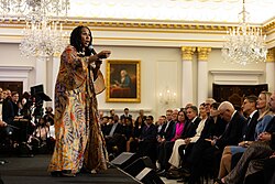 Musician Toni Blackman performs at the launch of the Global Music Diplomacy Initiative
