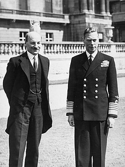 With Clement Attlee (left) at Buckingham Palace, July 1945