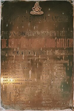 The 27th Field Brigade of the Royal Artillery was stationed at Mhow and created a memorial to their men, installed inside Christ Church, Mhow