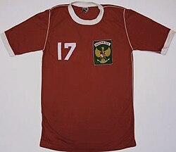 Indonesia's football jersey with number 17 in 1981