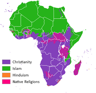 A map showing religious distribution in Africa