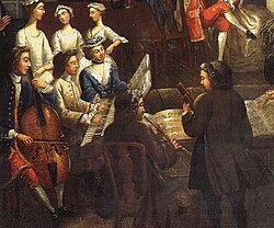 Baroque musicians playing a trio sonata, 18th-century anonymous painting