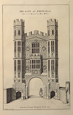 Vertue, 'The Gate at Whitehall' (Holbein Gate) in Vetusta Monumenta Vol.1, 1747 (1826)[19]