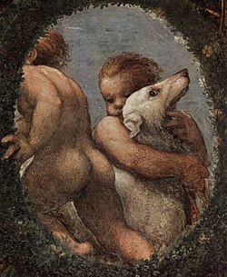 Detail of Correggio's frescoes in the Camera di San Paolo