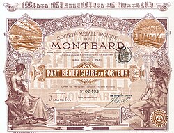 Part Beneficiaire of Soc. Metallurgique de Montbard S.A. from 2 March 1899