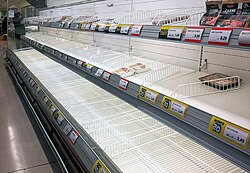 Empty shelves at the Esselunga supermarket in Bergamo, Italy