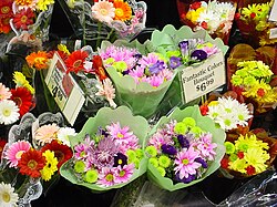 Supermarket display under fluorescent lighting