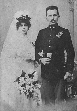 The wedding portrait of John Paul II's parents, Emilia and Karol Wojtyła Sr.