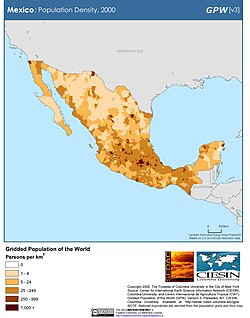 A map of Mexico's population density