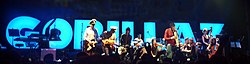 The 2010 live shows supporting Plastic Beach saw the touring band performing in full view of the audience for the first time.