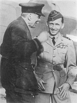Trenchard speaking informally with Sir Arthur Tedder during the Second World War.