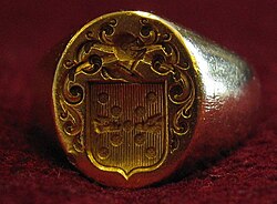 Armigerous signet ring bearing the arms of the Baronnet family; goldsmith: Jean-Pierre Gautheron, Paris