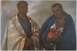 18th-century painting showing a family of free blacks