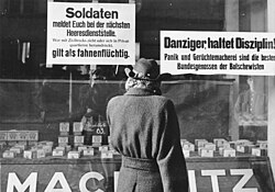 German street posters in Danzig as the Red Army approached in February 1945, warning soldiers that escaping with civilians will be treated as desertion