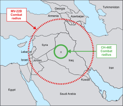 V-22 combat radius in Iraq CH-46E smaller combat radius