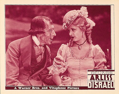 Lobby card for the 1929 film Disraeli, showing actor George Arliss, who won an Oscar for his portrayal of the prime minister