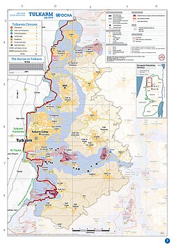 2018 United Nations map of the area, showing the Israeli occupation arrangements.