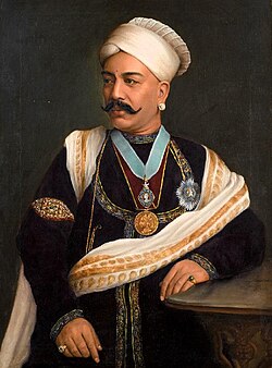 Tanjore Madhava Rao, the Diwan of Travancore, wearing the Order. Portrait circa 1880.