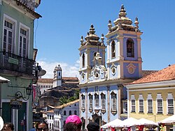 Historical centre of Salvador in 2007 – the architecture of the city's historic centre is typically Portuguese.