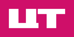 Two Russian letters in white on a dark-pink background
