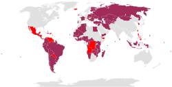 Countries where the electoral system directly elects their head of state, by type: