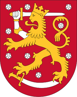 Lion as a primary charge in the coat of arms of Finland (1978 design, based on the 16th-century coat of arms of the Grand Duke of Finland).
