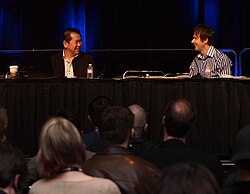 Suzuki and Mark Cerny at Game Developers Conference 2011