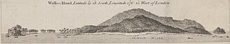 Coastal view of Wallis island by Captain James Cook in 1773
