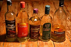 A selection of popular Chilean piscos