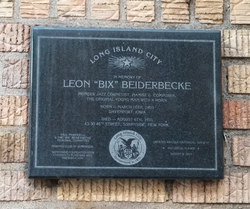 Plaque in Sunnyside, N.Y., where the jazz musician Bix Beiderbecke died.